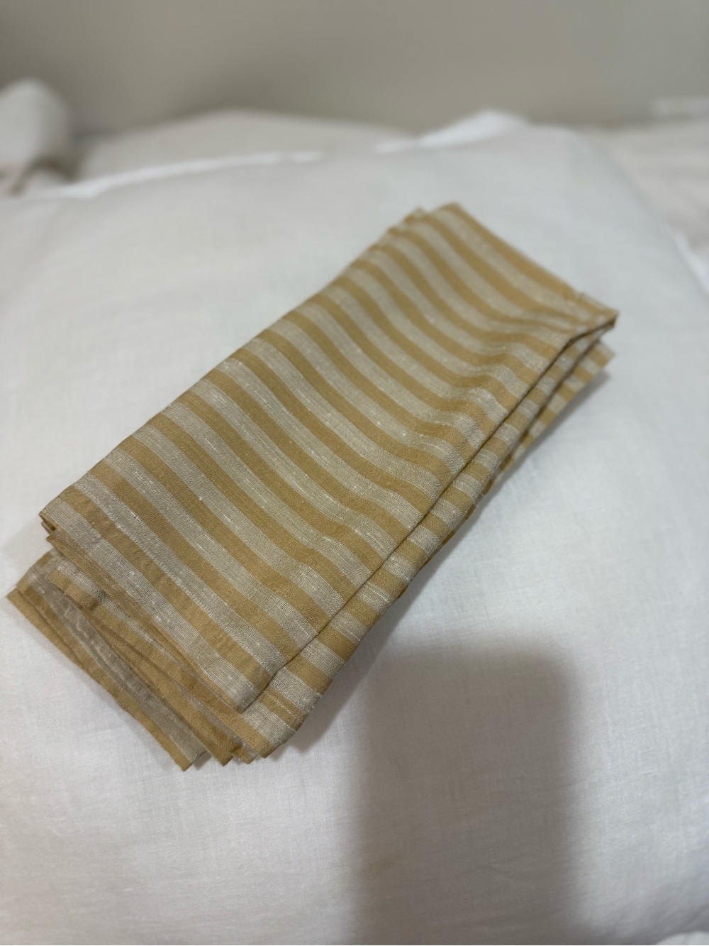 Vintage Crate&Barrel Striped Tan and Cream Napkins Set of 4